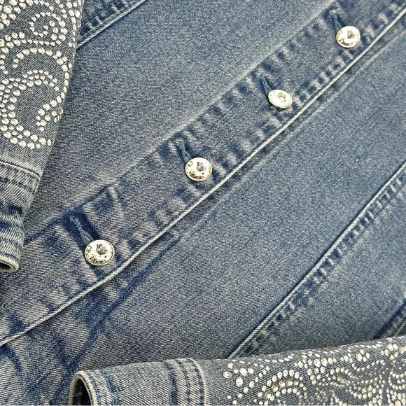 Christine Alexander 1990s Vintage Denim Jacket with Crystal Rhinestone Large - Picture 14 of 16